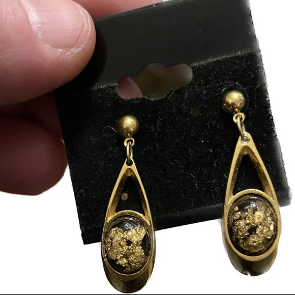 Vintage Jewelry - Sold!!!Alaska Gold Nugget Filled Post Tear Drop Earrings Unidentified Stamp